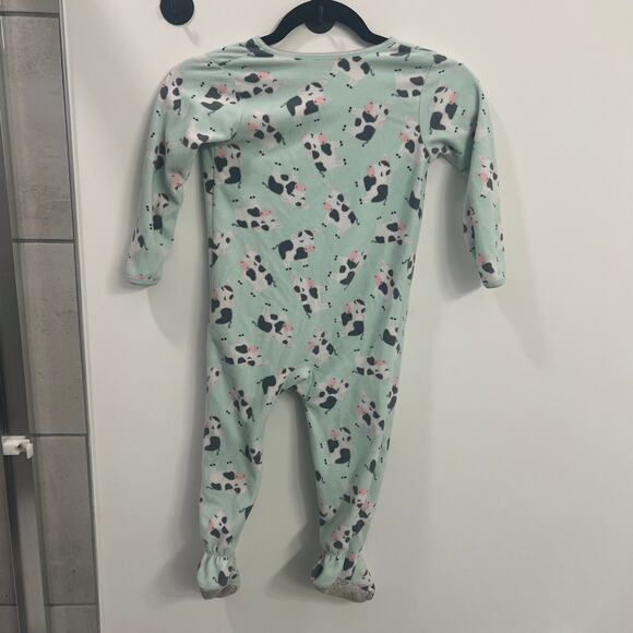 Just One You by Carter's Dairy Cow Print Full Zip Footed Pajama Sleeper, Size 3T - Picture 5 of 9